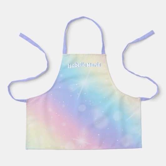 Hübsche Pastel Rainbow Sparkle Personalisiert Girl Schürze (Vorderseite)