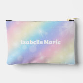 Hübsche Pastel Rainbow Sparkle Personalisiert Zubehörtasche (Rückseite)