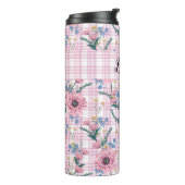 HÜBSCHE PASTEL RED-BLUME MIT KARIERTEN PATTERN THERMOSBECHER (Nach links gedreht)