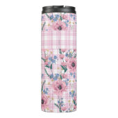 HÜBSCHE PASTEL RED-BLUME MIT KARIERTEN PATTERN THERMOSBECHER (Rückseite)