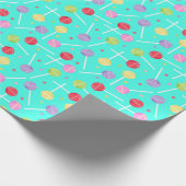 Hübsche Pastel Retro Lollipop Candy on Baby Blue Geschenkpapier (Ecke)