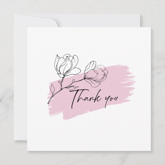 Hübsche Pastel Rosa Magnolia Flat Dankeskarte (Vorderseite)