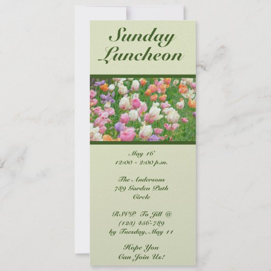 HÜBSCHE PASTEL TULIPS/"LASS'S DO LUNCH"/KUNSTBAR EINLADUNG (Rückseite)