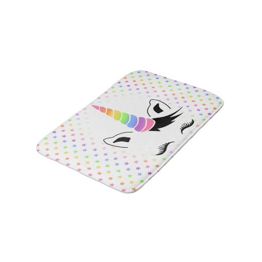 Hübsche Pastel Unicorn Badematte (Schrägansicht)