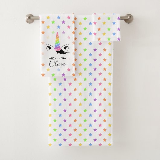 Hübsche Pastel Unicorn Badhandtuch Set (Insitu)