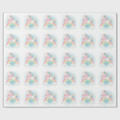 Hübsche Pastel Unicorn Geschenkpapier (Flach)