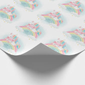 Hübsche Pastel Unicorn Geschenkpapier (Ecke)