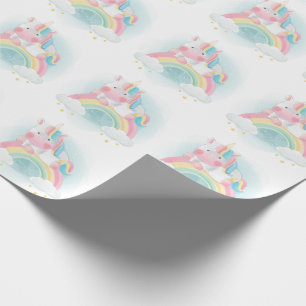 Hübsche Pastel Unicorn Geschenkpapier