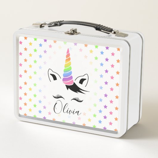Hübsche Pastel Unicorn Metall Lunch Box (Vorderseite)