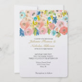 Hübsche Pastel Watercolor Blume Hochzeit Einladung (Vorderseite)
