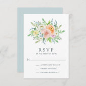 Hübsche Pastel Watercolor Blumenstrauß Hochzeit RSVP Karte (Vorne/Hinten)