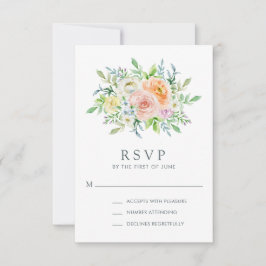 Hübsche Pastel Watercolor Blumenstrauß Hochzeit RSVP Karte