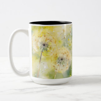 HÜBSCHE PASTEL WATERCOLOR DANDELION BLUME ZWEIFARBIGE TASSE
