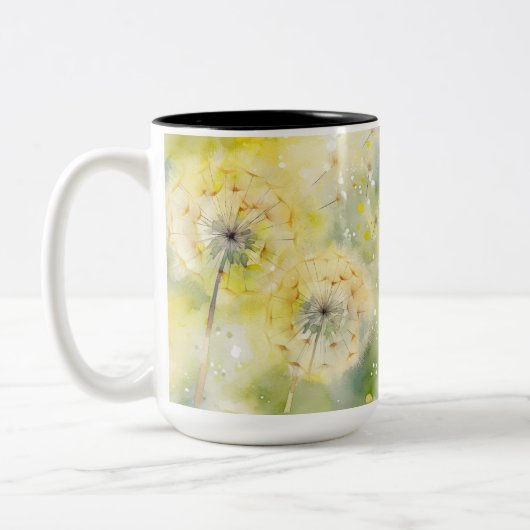 HÜBSCHE PASTEL WATERCOLOR DANDELION BLUME ZWEIFARBIGE TASSE (Links)