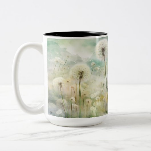 HÜBSCHE PASTEL WATERCOLOR DANDELION BLUME ZWEIFARBIGE TASSE (Links)