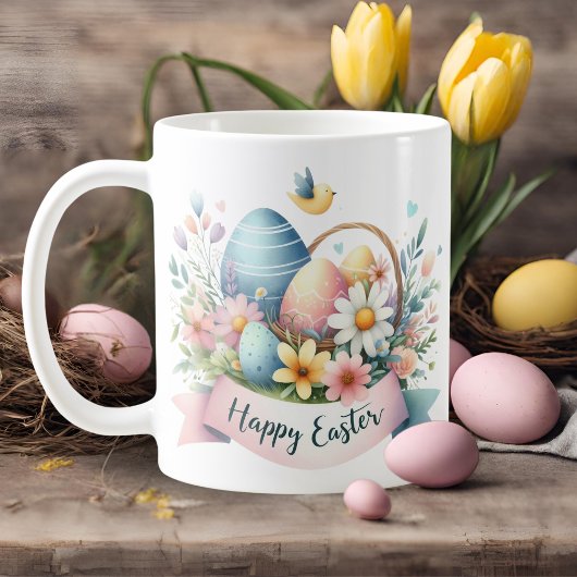 Hübsche Pastel Watercolor Florals Happy Osterfeier Kaffeetasse