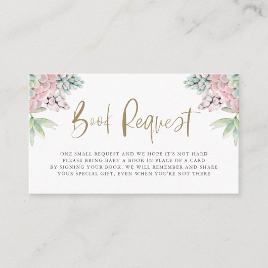 Hübsche Pastelfarben-Sukkuline Buchanfrage Begleitkarte (Vorderseite)