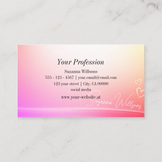 Hübsche Pastelfarbige, abgerundete Dekoration mit Visitenkarte (Rückseite)