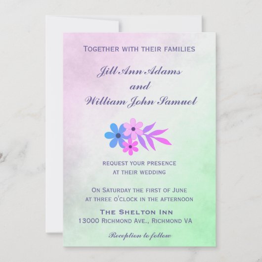 Hübsche Pastelhochzeit Einladung