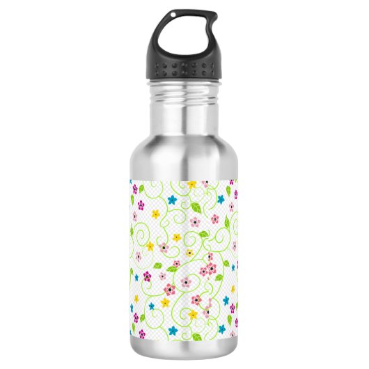 Hübsche Pastell-Blume Edelstahlflasche (Vorderseite)