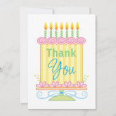 Hübsche Pastell-Blume Geburtstagskuchen Dankeskarte (Vorderseite)