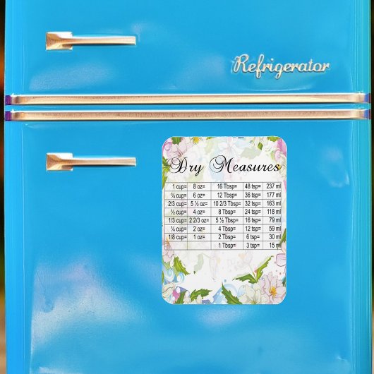 Hübsche Pastell-Blume Trockenmaß-Äquivalente Magnet