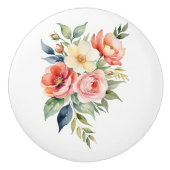 Hübsche Pastell-Blumen Keramikknauf (Vorderseite)