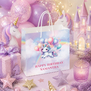 Hübsche Pastell-Einhorn-Mädchen-Geburtstags-Gesche Große Geschenktüte