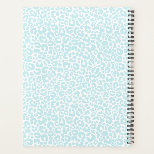 Hübsche Pastell Leopard Muster Druckname Blau Planer (Rückseite)