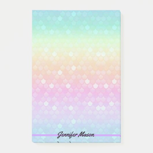 Hübsche Pastell Mermaid Personalisiert Name Groß Post-it Klebezettel (Vorderseite)