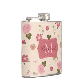 Hübsche Pastell-Rose Blumenmuster Personalisiert Flachmann (Rechts)