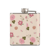 Hübsche Pastell-Rose Blumenmuster Personalisiert Flachmann (Rückseite)
