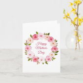 Hübsche Pastell Rose Kranz Karte (Gelbe Blume)