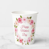 Hübsche Pastell Rose Kranz Pappbecher (Rückseite)