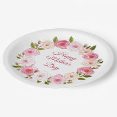 Hübsche Pastell Rose Kranz Pappteller (Schrägansicht)