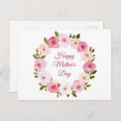 Hübsche Pastell Rose Kranz Postkarte (Vorne/Hinten)