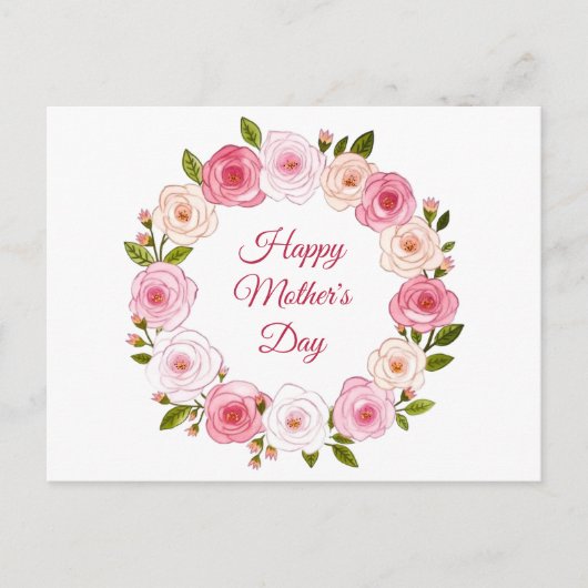 Hübsche Pastell Rose Kranz Postkarte (Vorderseite)