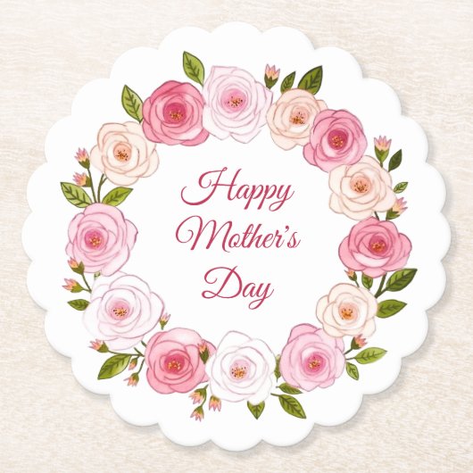 Hübsche Pastell Rose Kranz Untersetzer (Vorderseite)