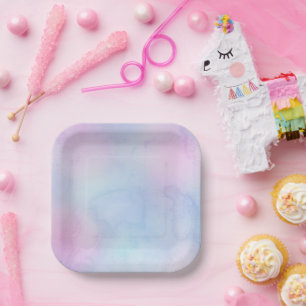 Hübsche Pastell Watercolor Geburtstag Lila Pappteller