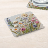Hübsche Pastell-Wildblumen Stickerei Untersetzer (angewinkelt)