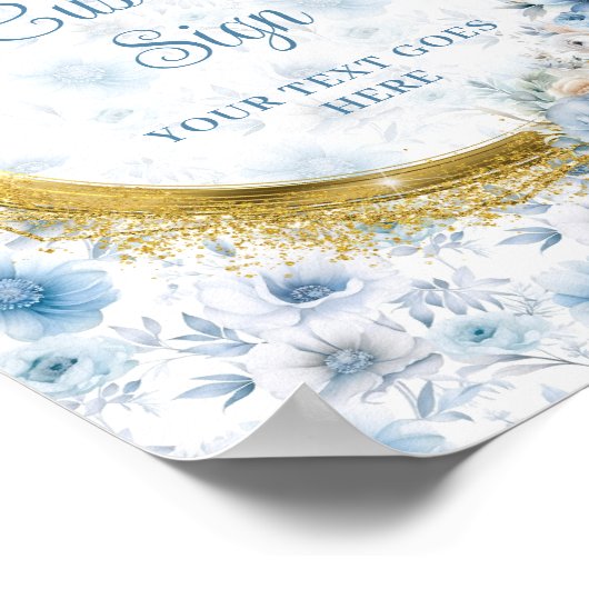 Hübsche pastellblaue Aquarellfarben-Blume Poster (Ecke)