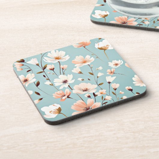 Hübsche Pastellblumenmuster, AI generiert, Getränkeuntersetzer (Linke Seite)