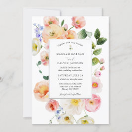 Hübsche Pastellblütenhochzeit Einladung