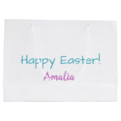 Hübsche Pastellbunny Ostergeschenk-Tasche mit Name Große Geschenktüte (Rückseite)