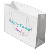 Hübsche Pastellbunny Ostergeschenk-Tasche mit Name Große Geschenktüte (Rückseite Schrägansicht)