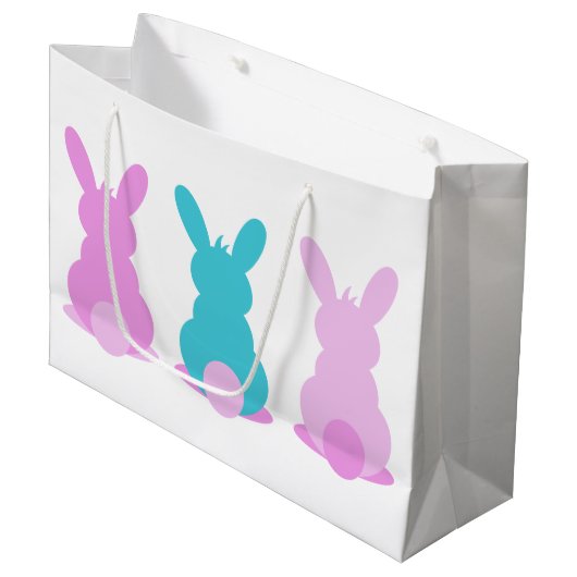 Hübsche Pastellbunny Ostergeschenk-Tasche mit Name Große Geschenktüte (Vorderseite Schrägansicht)