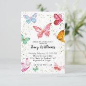 Hübsche Pastellbutterfische Babydusche Einladung (Stehend Vorderseite)