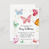 Hübsche Pastellbutterfische Babydusche Einladung (Vorne/Hinten)