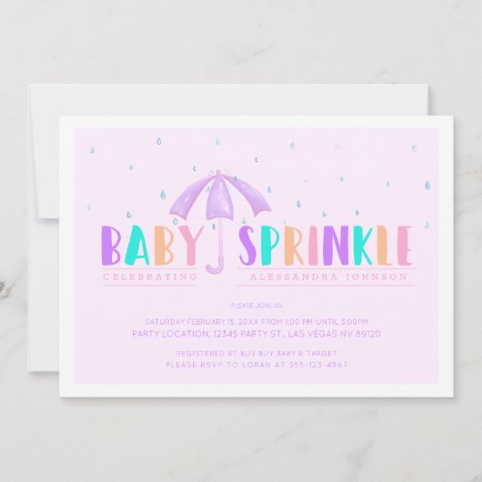 Hübsche Pastelle, Babysprinkle-Dusche Einladung (Vorderseite)