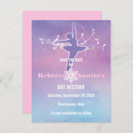 Hübsche Pastelle Ballett Tanz, Tanz Save the Date Einladung (Vorne/Hinten)